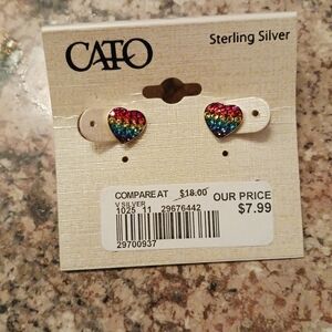 Cato Sterling Silver Multicolor Heart Earrings